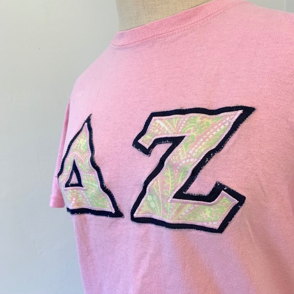 Light Pink Delta Zeta T Shirt w/ DZ Letters - Picture 6 of 8